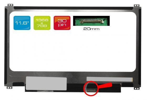 NT116WHM-N44 LCD 11.6" 1366x768 WXGA HD LED 30pin Slim DH (eDP) display displej Hyundai-BOEhydis