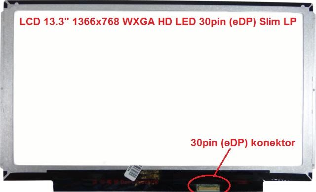 B133XTN01.6 HW1A LCD 13.3" 1366x768 WXGA HD LED 30pin (eDP) Slim LP AU Optronics