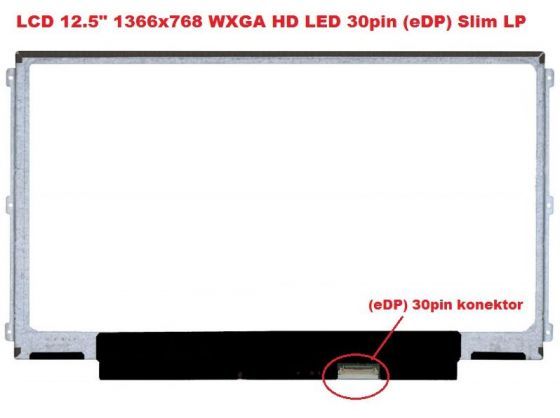 HB125WX1-201 LCD 12.5" 1366x768 WXGA HD LED 30pin (eDP) Slim LP display displej