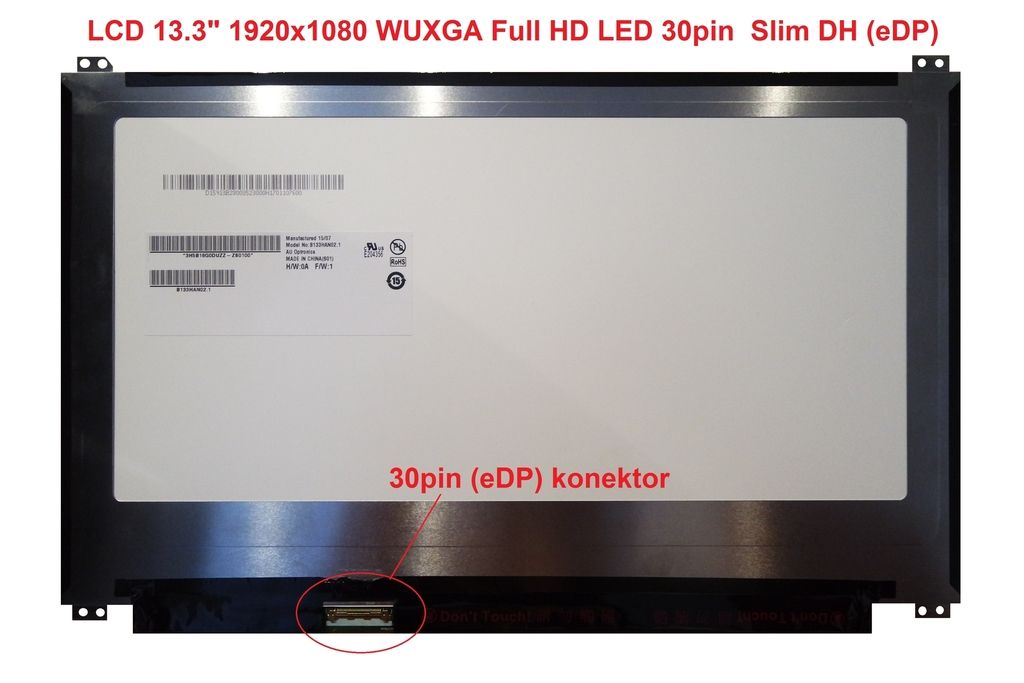 LCD 13.3" 1920x1080 WUXGA Full HD LED 30pin Slim DH (eDP)