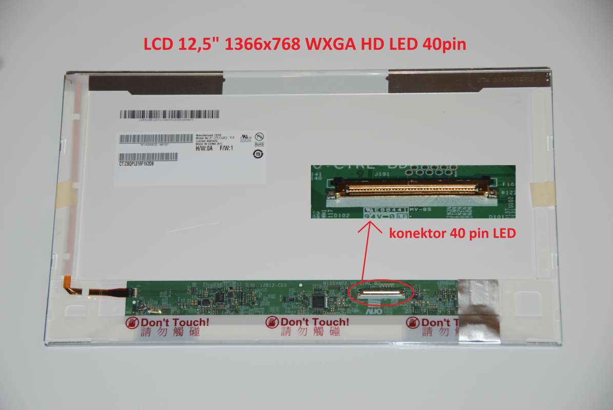 LTN125AT02 LCD 12.5" 1366x768 WXGA HD LED 40pin display displej