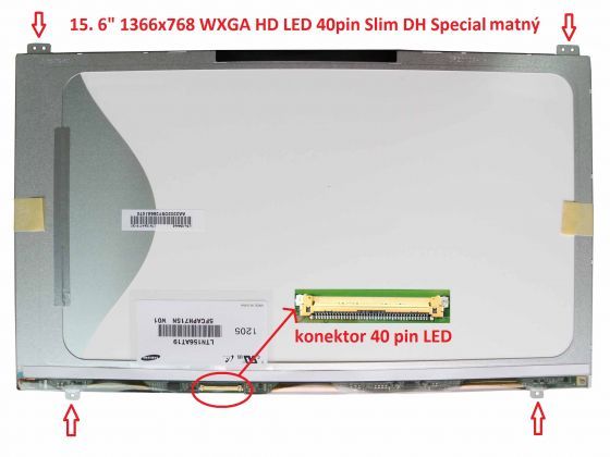 LCD displej display Samsung NP200A5B-A02US 15.6" WXGA HD 1366x768 LED