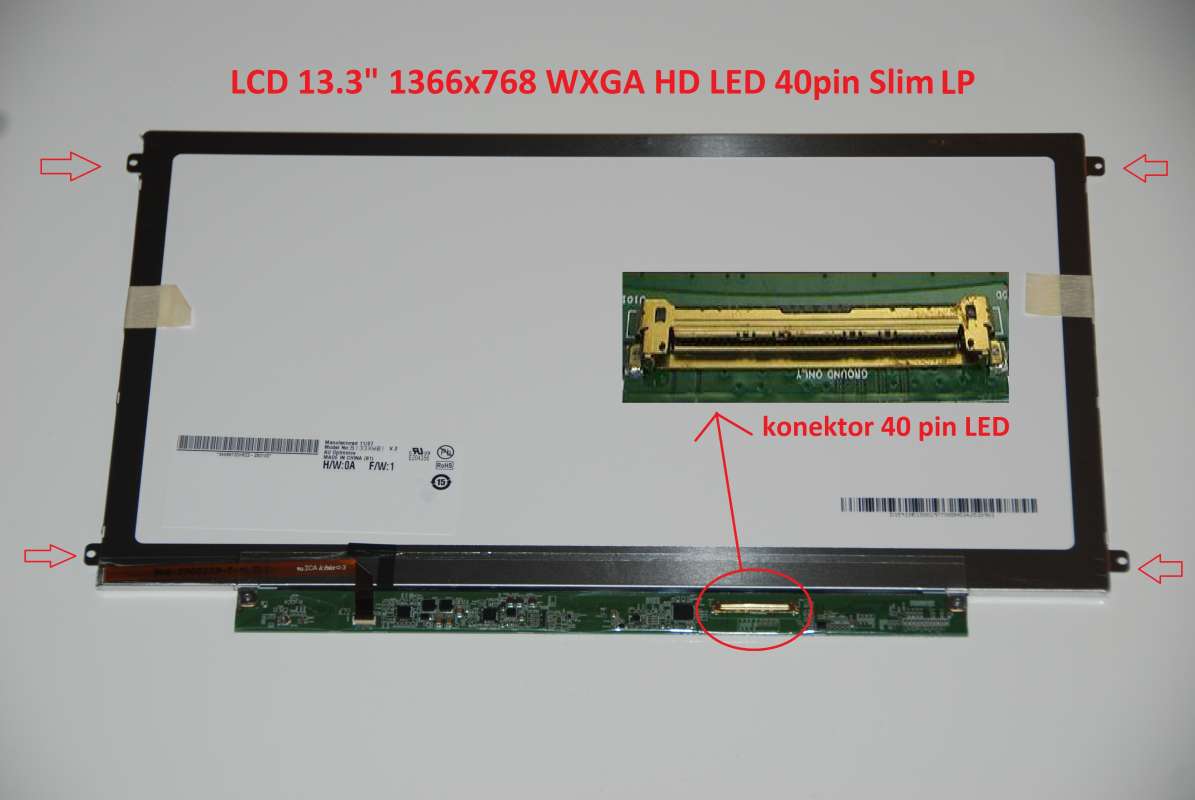 B133XW01 V.2 LCD 13.3" 1366x768 WXGA HD LED 40pin Slim LP display displej AU Optronics