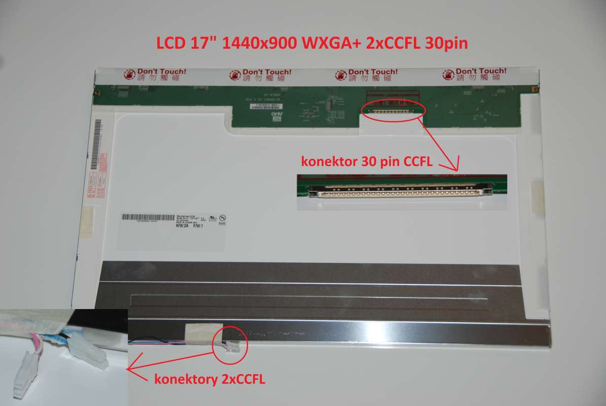 B170PW04 LCD 17" 1440x900 WXGA+ 2xCCFL 30pin display displej AU Optronics