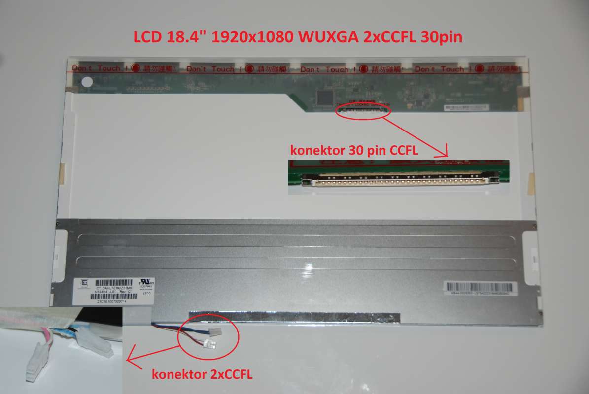 LTN184HT01-A02 LCD 18.4" 1920x1080 WUXGA 2xCCFL 30pin display displej