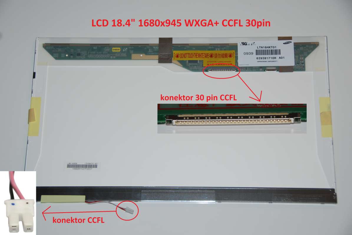 LTN184KT01 LCD 18.4" 1680x945 WXGA+ CCFL 30pin display displej