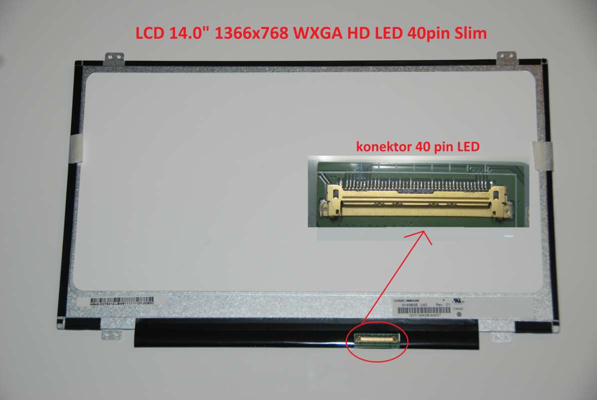 LCD 14" 1366x768 WXGA HD LED 40pin Slim