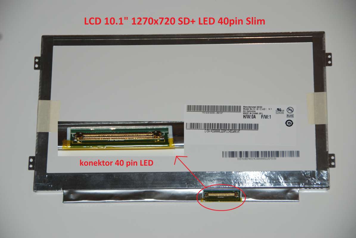 B101EW01 V.1 LCD 10.1" 1270x720 SD+ LED 40pin Slim display displej AU Optronics