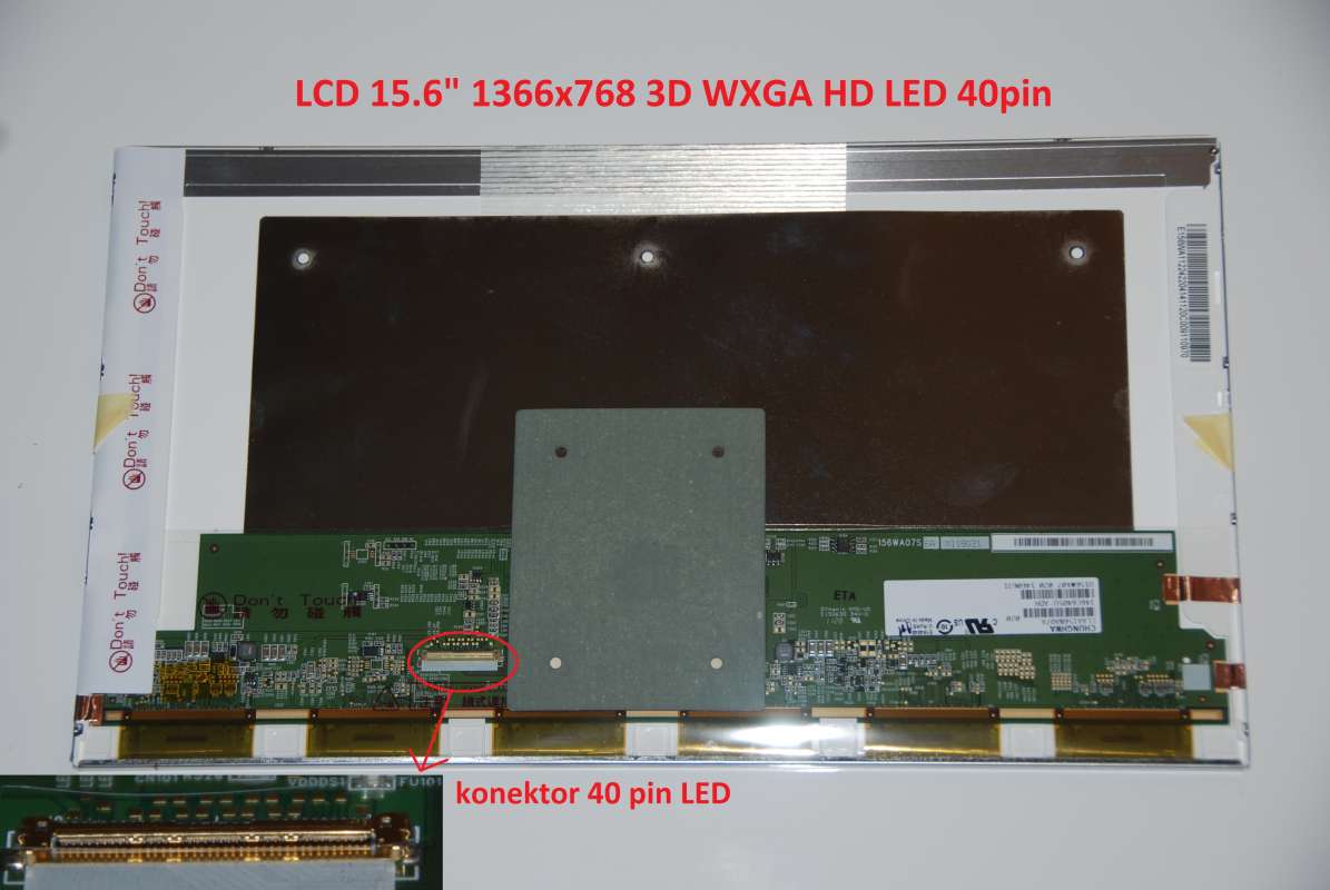 CLAA156WA07A LCD 15.6" 1366x768 3D WXGA HD LED 40pin display displej Chunghwa