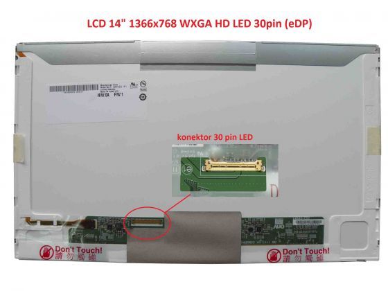 B140XTN01.1 LCD 14" 1366x768 WXGA HD LED 30pin (eDP) levý konektor display displej AU Optronics