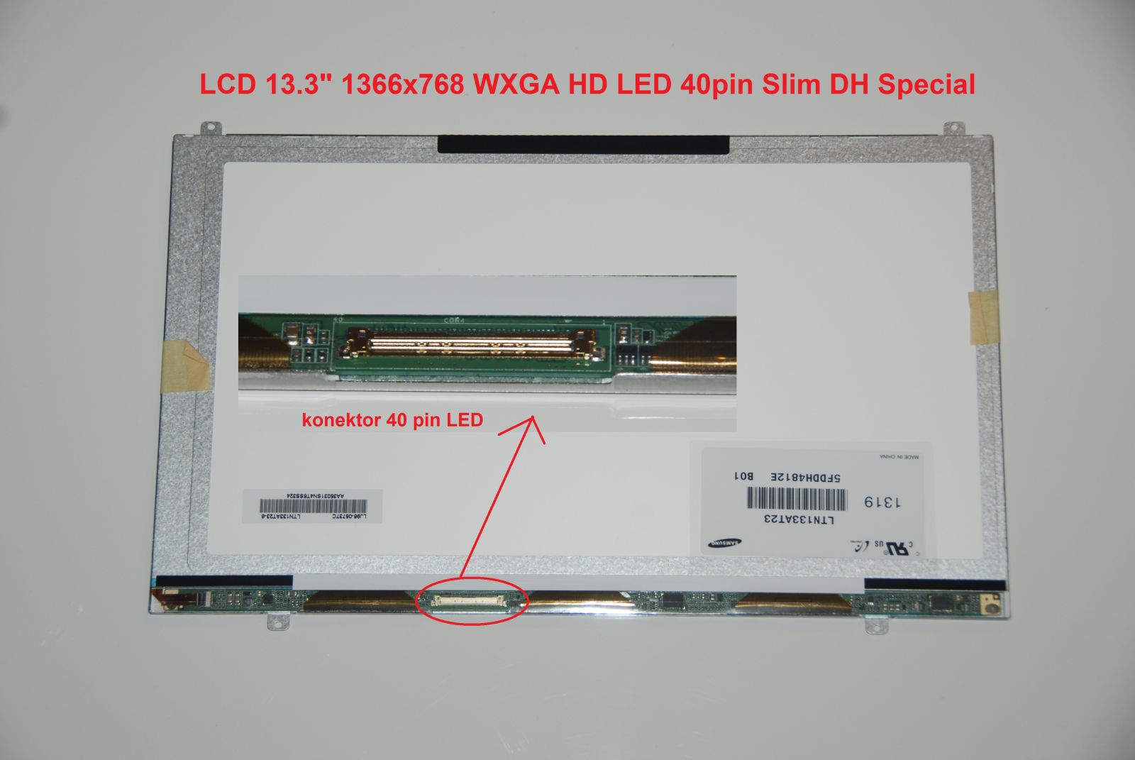 LTN133AT21-001 LCD 13.3" 1366x768 WXGA HD LED 40pin Slim DH Special display displej