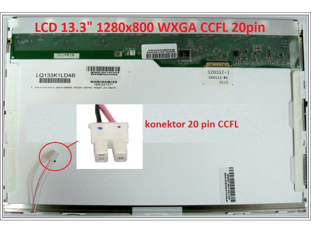 LCD 13.3" 1280x800 WXGA CCFL 20pin